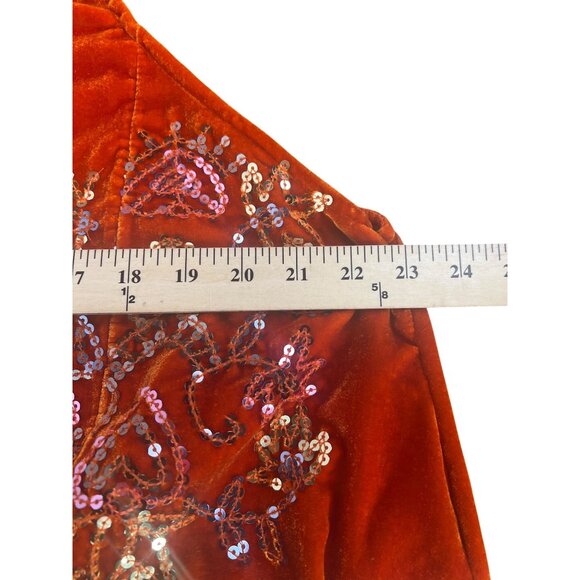 Free People Jill's Sequin Swing Velvet Halter Mini Dress Orange Sleeveless Large - Picture 5 of 16